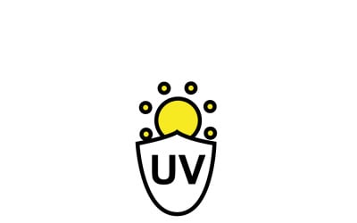 Sun Shield and Protection Skin of UV Rays Line Icon.