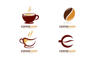 Kahve dükkanı Minimalist vektör logosu. Kahve çekirdekleri logo şablonu V14