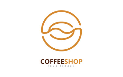 Minimalistisches Vektorlogo für Coffeeshops. Kaffeebohnen-Logo-Vorlage V9