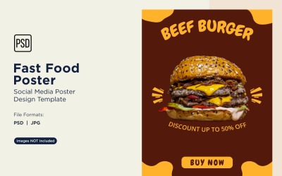 Designvorlage für Social-Media-Posts zu Fast Food 15