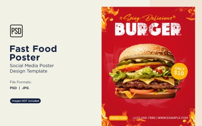 Designvorlage für Social-Media-Posts zu Fast Food 21
