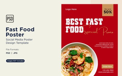Designvorlage für Social-Media-Posts zu Fast Food 24