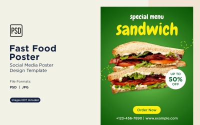 Designvorlage für Social-Media-Posts zu Fast Food 70