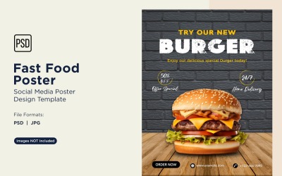Fast Food Social Media Post Poster Design Template 04