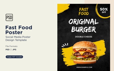 Hızlı Yemek Sosyal Medya Gönderi Poster Tasarım Şablonu 03