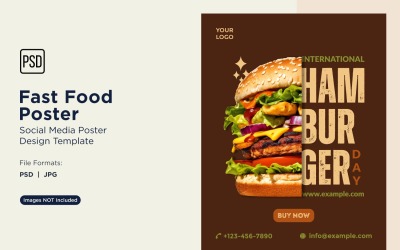 Hızlı Yemek Sosyal Medya Gönderi Poster Tasarım Şablonu 06