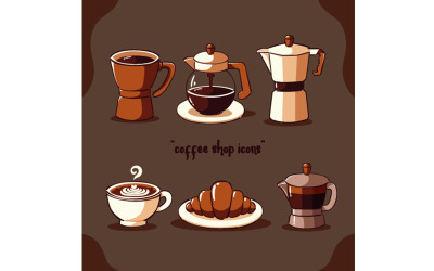 Met de hand getekende koffieshop-iconen