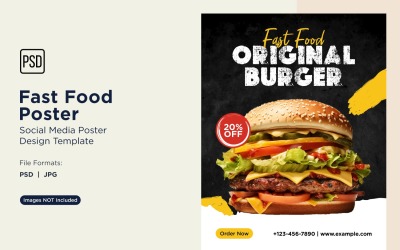 Hızlı Yemek Sosyal Medya Gönderi Poster Tasarım Şablonu 37