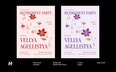 Modello di invito per festa di pensionamento floreale classico