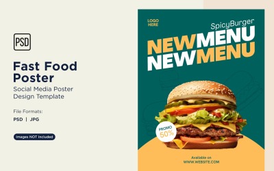 Modello di progettazione di poster per post sui social media di fast food 16