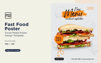 Modello di progettazione di poster per post sui social media di fast food 56