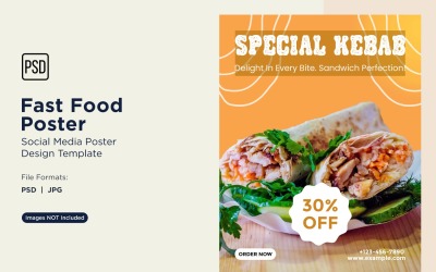 Modello di progettazione di poster per post sui social media di fast food 61