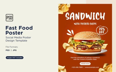 Modello di progettazione di poster per post sui social media di fast food 77