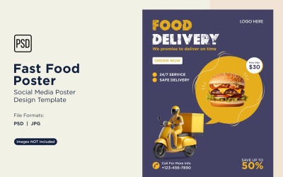 Modello di progettazione di poster per post sui social media di fast food 89