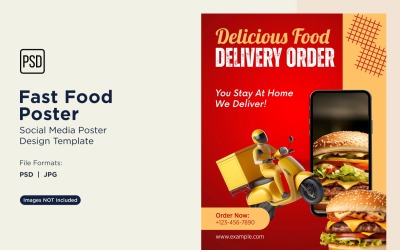 Modello di progettazione di poster per post sui social media di fast food 90