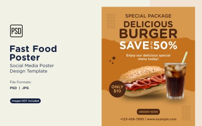Szablon projektu plakatu do postów w mediach społecznościowych Fast Food 73