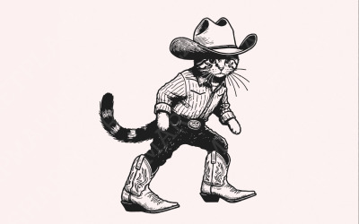 Vintage Cowboy Cat Png, Retro Western Cowboy Png, Cute Cowboy Cat, Funny Western Design, Nostalgic