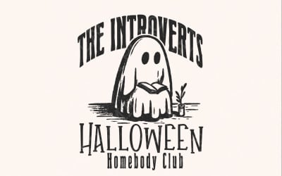 Vintage Halloween Homebody Club PNG, Retro Mid Century Modern Introvert PNG, Spooky Season