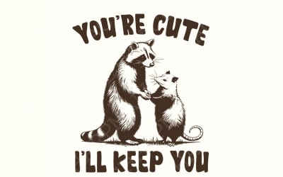 You're Weird I'll Keep You PNG, Funny Retro Raccoon Opossum Design, Sarcastic Animal, Printable