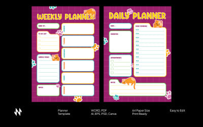 Cute Animal Daily Weekly Planner