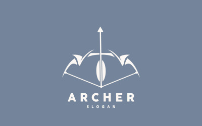 Diseño vectorial de flecha de tiro con arco con logotipo de arquero V1