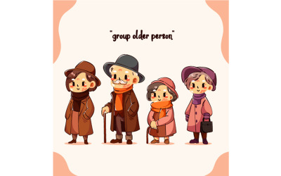 Group Cute International Day of the Older Person Illustration