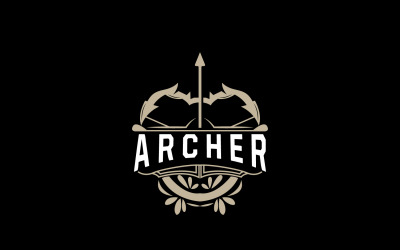 Logo dell&amp;#39;arciere, freccia di tiro con l&amp;#39;arco, disegno vettoriale V14