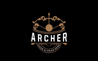 Logo dell&amp;#39;arciere, freccia di tiro con l&amp;#39;arco, disegno vettoriale V15
