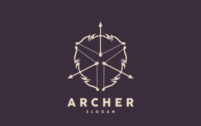 Logo dell&amp;#39;arciere, freccia di tiro con l&amp;#39;arco, disegno vettoriale V7