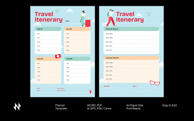 Modello di pianificatore di itinerario di viaggio