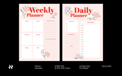 Planificador semanal diario con flores
