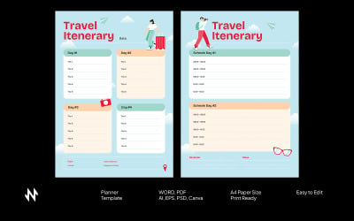 Plantilla de planificador de itinerario de viaje