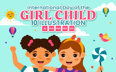 10 Giornata internazionale della bambina Illustrazione vettoriale