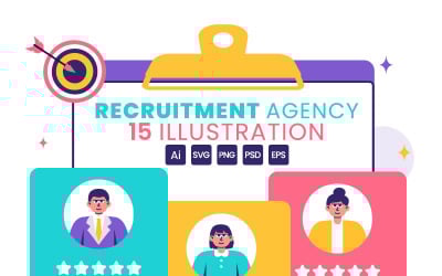 15 Recruitment Agency Vector Illustration