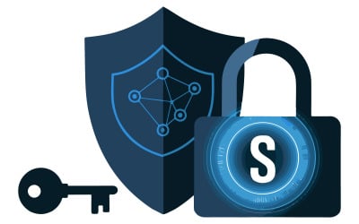 Illustrazione di sicurezza informatica con sfondo bianco