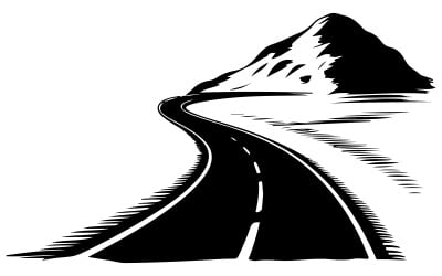 Ilustración artística de silueta de carretera