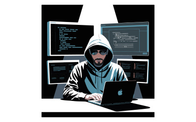 Ilustracje dotyczące cyberbezpieczeństwa z białym tłem