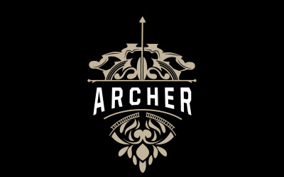 Logo dell&amp;#39;arciere, freccia di tiro con l&amp;#39;arco, disegno vettoriale V18