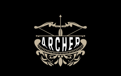Logo dell&amp;#39;arciere, freccia di tiro con l&amp;#39;arco, disegno vettoriale V19