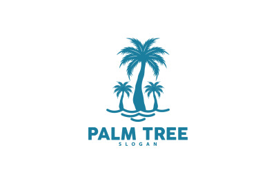 Logo della palma spiaggia vettore estate V9