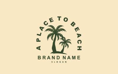 Logotipo de palmera en la playa Vector Verano V2