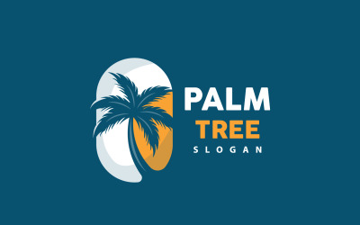 Palm Tree Logo Plaża Wektor Lato V13