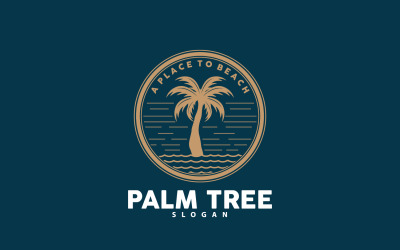 Palme Logo Strand Vektor Sommer V11