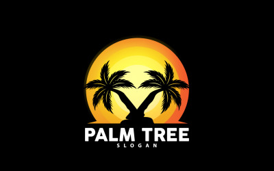 Palmträd Logotyp Beach Vector Summer V7