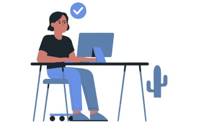 Una ilustración digital de un trabajador de oficina.
