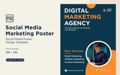 Plantilla de diseño de póster de marketing en redes sociales moderna y sencilla 96