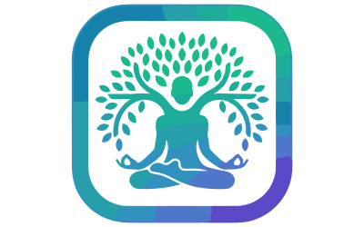 Baum, dessen Stamm eine menschliche Silhouette in einer meditativen oder kraftvollen Pose darstellt