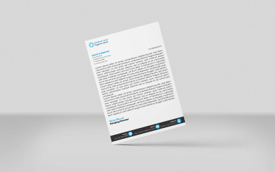 Carta intestata creativa Modello di identità aziendale per carta intestata Stile minimalista Nero e ciano