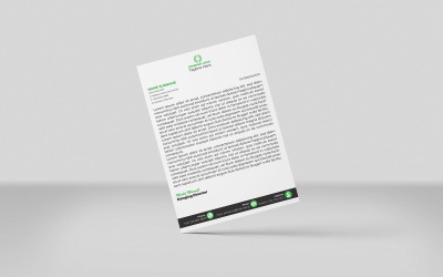 Carta intestata creativa Modello di identità aziendale per carta intestata Stile minimalista Nero e verde