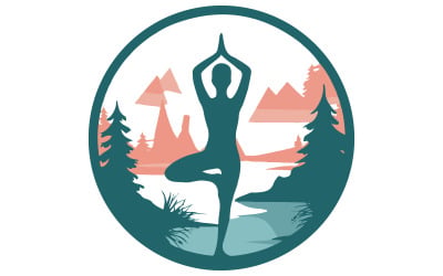 Eine Silhouette einer Person in einer Yoga-Baumpose